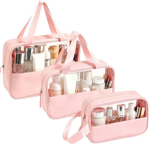 Clear Travel Toiletry Bag 3 Pack, Waterproof PVC Wash Bag Set
