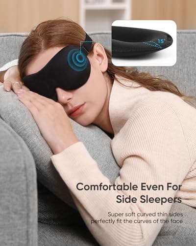 Upgraded 3D Contoured Sleep Mask 3 Pack, Full Blackout Zero Pressure Eye Cover, Soft Breathable Blindfold with Adjustable Strap for Side Sleepers, Men Women Night Sleep Travel — view 2