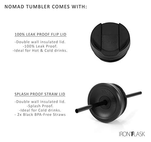 IRON °FLASK Nomad Tumbler - 710 ml, 2 Lids (Straw/Flip), Vacuum Insulated Stainless Steel Bottle, Double Walled, Thermo Coffee Travel Mug, Water Metal Canteen — view 6