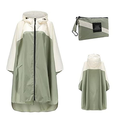 LHHMZ Women Waterproof Rain Poncho Jackets Coats Lightweight Packable Hooded Raincoats Outdoor Rain Cape — view 2