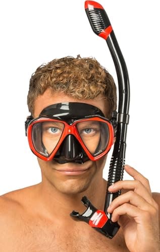 CRESSI Set Ranger & Dry - Snorkeling Combo Set for Adults, Mask and Snorkel in Practical Case, Black/Red, One Size — view 3