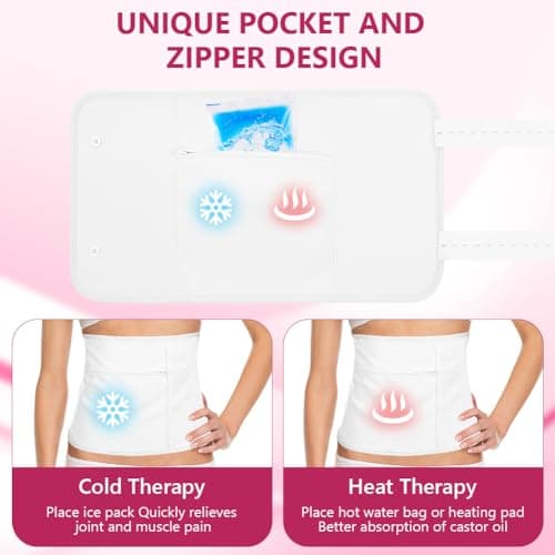 AOOWU Castor Oil Pack, Reusable Castor Oil Pack Wrap Kit, Organic Castor Oil Compression Wrap for Liver Detox with Storage Bag, Castor Oil Wrap Machine Washable Anti Oil Leak (Oil Not Included) — view 4