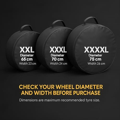 Spare Wheel Bag XXXXL 75 cm Diameter / 26 cm Width - Waterproof PU Leather Tyre Storage Cover with Zip and Carry Handle - Carpet-Grip Pads for Boot Stability - Universal Space Saver Wheel Case - Black — view 2