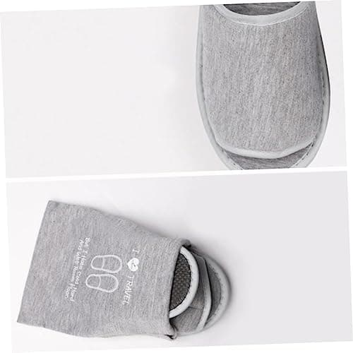 Healvian Portable Travel Slippers Lightweight Foldable Open Toe Sandals with Soft Knitted Upper Waterproof Sole for Home Hotel Use with Drawstring Bag — view 6