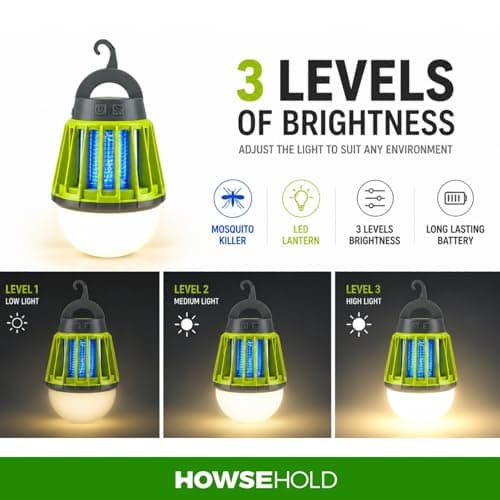 Mosquito Repellent Lamp, 2 in 1 Lantern and Bug Killer, USB Rechargeable, Portable Camping Light for Camping, Campervan and Motorhome — view 3