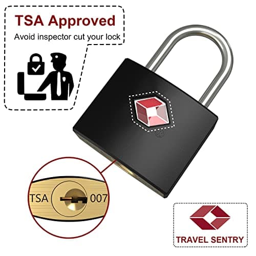 TSA Luggage Locks with Keys, [4 Packs][8 Keys] Diyife Key Travel Locks, Suitcase Padlock for Luggage, Keyed Luggage Locks Brass for Gym Lockers, Laptop Bags,Travel Suitcases（Black — view 3