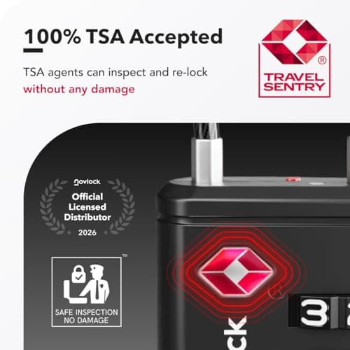TSA Luggage Locks with Alert Indicator – 4-Digit Travel Padlocks with Flexible Cables for Suitcases, Backpacks & More – Suitcase Locks, 4-Pack, Black — view 3