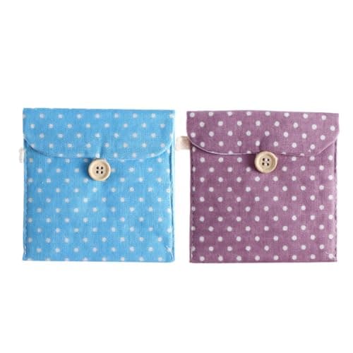 ABOOFAN Blue Cotton Sanitary Pad Holder Polka Dot Pouch for Women Travel — view 6