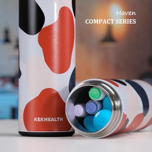 KEKHEALTH Compact 60h Insulin Cooler Travel Case, Medicine Cooler for Travel, Stainless Steel Vacuum Insulated Cooler for Insulin, GLP-1, Peptides & 3 Injection Pens, Brown — view 2