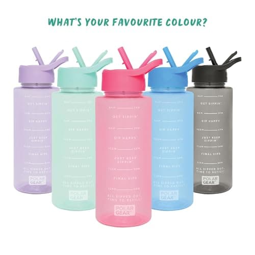 Polar Gear 1L Tracker Bottle with Easy Flip Up Straw & Hydration Tracker Markings - Rose — view 2