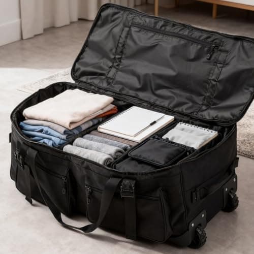 BREEZENEST Foldable Rolling Duffel Bag with Wheels 122L Large Capacity Waterproof Wheeled Travel Backpack | Carry On Wheeled Duffel Luggage with Foldable Design, Durable Oxford Fabric — view 5