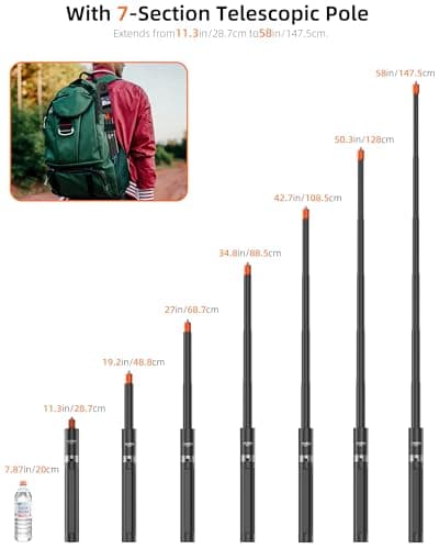 58"/147cm Invisible Selfie Stick Tripod for Insta360 X6/X5/X4/X3/Luna Ultra — view 5