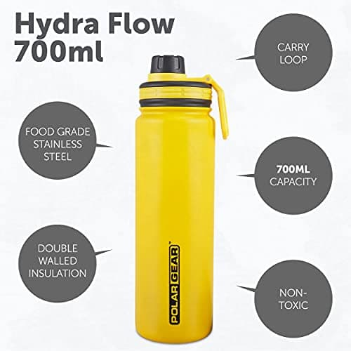 Polar Gear Insulated Water Bottle Yellow 700ml Stainless Steel Double Wall — view 3