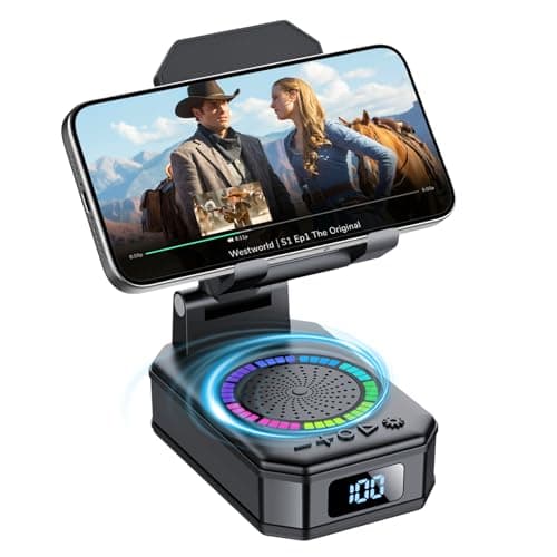 Gifts for Men Women, 4‑in‑1 Phone Stand with Bluetooth Speaker, RGB Lights