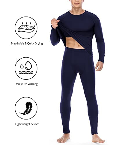 Roadbox Men's Thermal Underwear Sets - Fleece Lined Long Johns Base Layer Tops & Bottoms Quick Dry for Winer Skiing Cycling — view 4