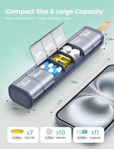 Ideerfit Once-Daily 7 Day Pill Organiser with Handle, Sky Blue — view 4