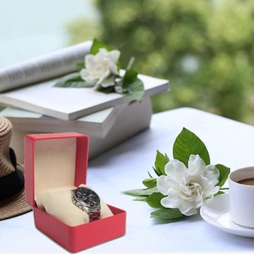 Single PU Leather Watch Storage Box, Jewelry Bracelet Organizer,Portable Red Watch Gift Box with Removable Cushion for Men Women Unisex,Travel Case for Smart & Most Watches,Birthday Valentine Present — view 5