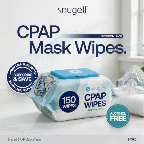 Snugell Unscented Travel CPAP Mask Wipes Antibacterial (150 Count) –100% Soft Cotton– Lint & Alcohol-Free,Skin Safe with Aloe Vera – Easy Opening CPAP Cleaner and Sanitizer for Masks, Tubes & Devices — view 2