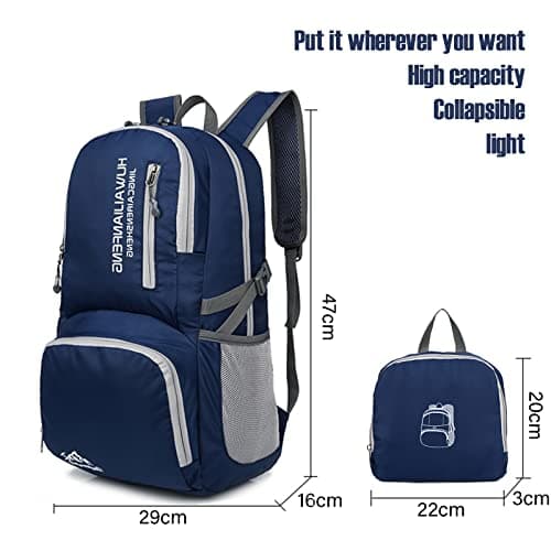 Lywencom 30L Foldable Hiking Backpack Ultralight Waterproof Daypack(Navy) — view 3
