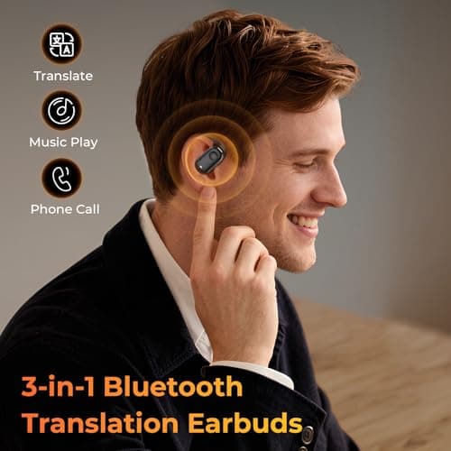 Kentfaith Translation Earbuds, 3-in-1 Bluetooth 5.3 AI Translator Earbuds with 150 Languages, 98% Accuracy, 0.3s Live Translation, with Offline Support for Travel/Business/Learning — view 5