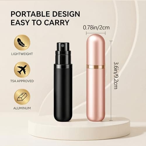 VINPAM Refillable Empty Perfume Atomiser 5ml, Travel Nano Mist Bottle, Leak Proof Bottom Pump, Fits Handbag Tote Pocket Suitcase, Stylish Mini for Women Men (pink) — view 2