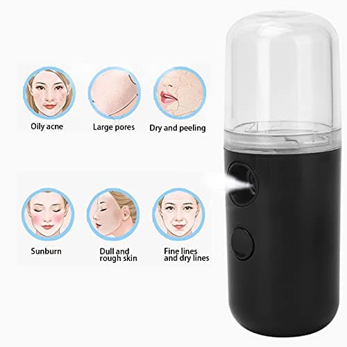 XOYIXOYI Facial Mist Spray, for All Skin Types, Portable Water Atomizer, Fine Mist Hydration, USB Rechargeable, Travel Size (Black) — view 2