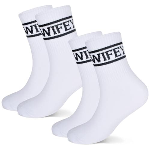 mpeter Wifey Hubby Bride Crew Socks for Wedding, Bachelorette Party Gifts, Wife of The Party, Honeymoon Essentials, Black 2 Pairs, 5-12.5
