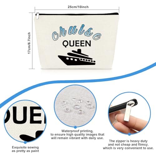 Cruise Trip Gift Cosmetic Bag Cruise Vacation Gift for Women Cruise Themed Travel Makeup Bag Cruising Lover Gift Girls Weekend Gift for Beach Life Travel Gift for Best Friend Friendship Gift — view 2