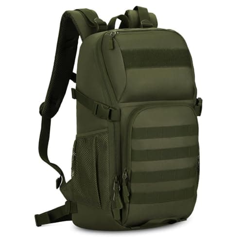 Huntvp Military Backpack 25L, Tactical Rucksack Mens Backpacks Travel Ruck sacks Adult Men, Molle Assault Pack Rucksacks Laptop Backpacks for Hiking Camping Trekking Hunting Traveling (Army Green-25L)