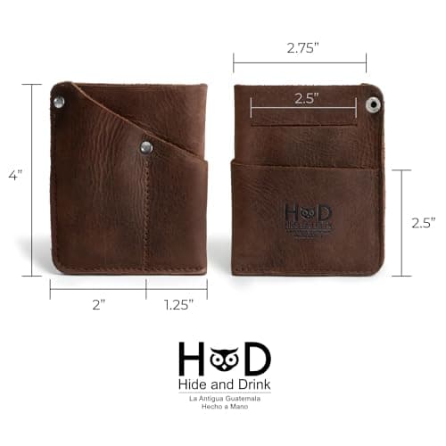 Hide & Drink, Front Pocket Wallet Handmade from Full Grain Leather - Multitool Pouch, Card Holder, Money Organizer, Travel Accessories - Bourbon Brown, Bourbon Brown, Vintage — view 4