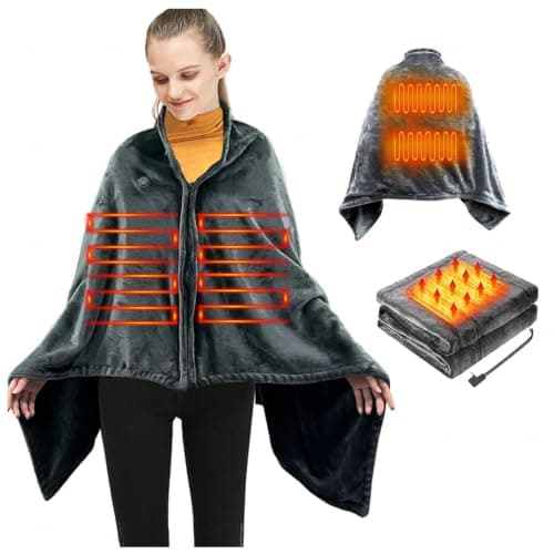 Heated Blanket Shawl for Women, Cozy Portable Suitable for Office Home Rest, Car Travel, Outdoor Camping,Gray
