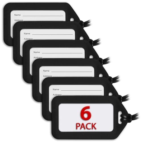 Mifflin - Luggage Tags for Suitcases - Black, 6 PK - TSA Approved Travel Tags for Luggage - Bulk Baggage Identifier - Suitcase Labels for Airline Travel, Backpack & Cruise Accessories