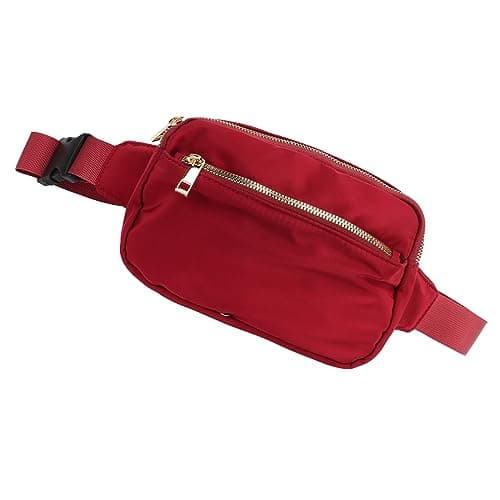 Fashionable Large Capacity Oxford Waist Bag, Hip Bum Chest Bag for Men and Women, Multi Pocket Running Hiking Travel Workout Pack (Burgundy) — view 5