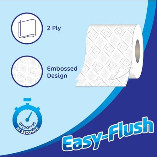 Easy Flush Soft 12 Toilet Rolls | Septic Tanks, Camping, Motorhome, caravans, Portable Toilets | 2ply | No Blocked drains | Quick Dissolve — view 4