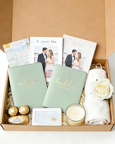 GroomBrideGifts Hubby and Wifey Passport Wallet, Wedding Gifts for Couples, Passport Holder for Travel, Honeymoon Travel Essentials, B Wifey & Hubby, 5 * 6 — view 6