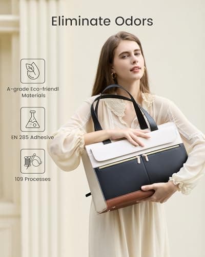 LOVEVOOK Laptop Tote Bags for Women 17.3 Inch Ladies Work Bags Stylish Handbag with Laptop Compartment Large Designer PU Leather Briefcase for School Shoulder Bag for Office Shopping — view 6