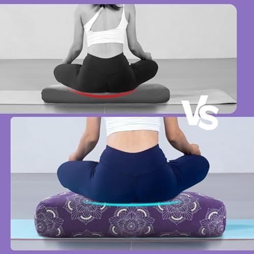 TOPROUD Yoga Bolster Pillow, Rectangular Yoga Pillow for Restorative Meditation, Bolster Meditation Cushion with Carry Handle, 70 * 27 * 15 CM (Purple) — view 5