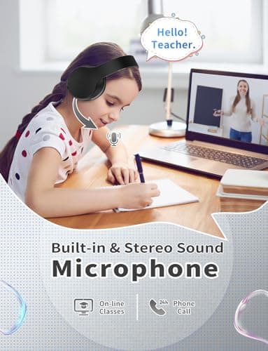 Bluetooth Kids Headphones,Wireless Kids Headphones Over Ear with Microphones,Stereo Sound ,10H Playtime,Foldable&Adjustable Children Headphone,Bluetooth 5.1 Headset for Adults School Travel (Black) — view 4