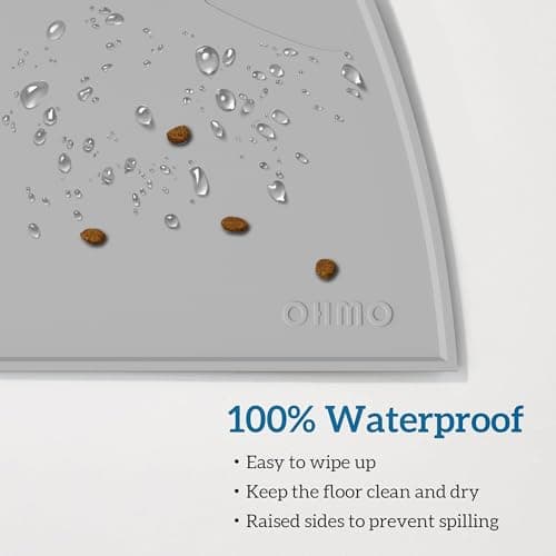 OHMO Silicone Cat Food Mat for Food&Water Bowls, 46x25cm, Ash Grey — view 4