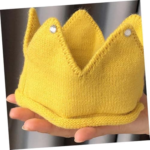 WRITWAA 2pcs Knitted Crown Hat Acrylic Fabric Baby Crown Cap — view 5