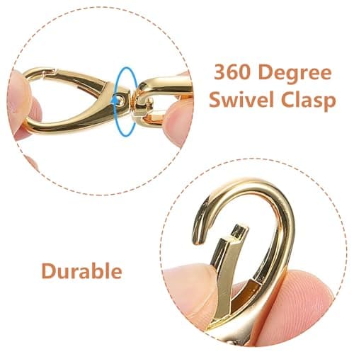 Swivel Clasps Hook, 2Pcs 32mm Detachable Snap Hook with D Ring - Metal Lobster Claw Clasp Includes Screwdriver for Bag Repair, Keychain DIY, Leather Craft & Purse Hardware Replacement (1-1/4 Inch) — view 3