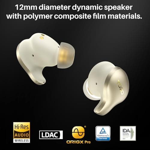 TOZO Golden X1 Wireless Earbuds Balanced Armature Driver and Hybrid Dynamic Driver, Bluetooth Headphones OrigX Pro, LDAC & Hi-Res Audio, Environment & Active Noise Cancellation Headset Champagne — view 2