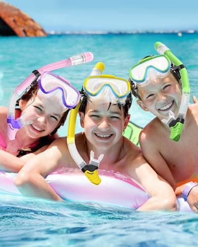 Lealinga Snorkel Set Kids 6-14 Anti-Fog Panoramic View Child Snorkel Mask — view 2