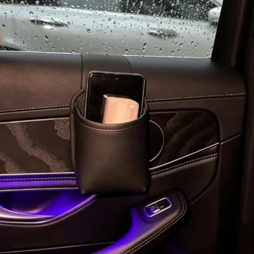 Leather Car Door Storage Pocket Double-layer Compartments Organizer (Black) — view 4
