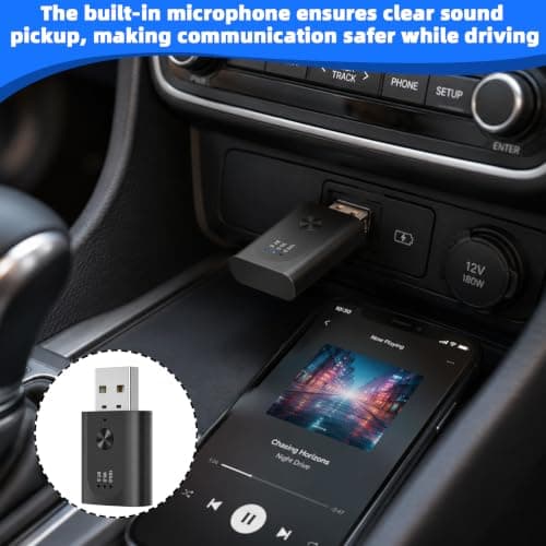1 PCS Wireless Car Bluetooth Transmitter 5.3 FM, Wireless Aux USB Bluetooth Adapter for Car, Hands-Free Call with Noise Cancelling, 10m Stable Connection Plug, Play for Cars Stereo — view 6