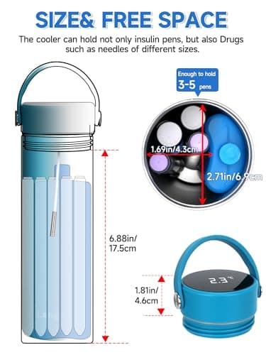 Leng Ke 48H Insulin Cooler Travel Case with Temperature Display, Refrigerated Medicine Travel Bag with ℃/℉ Digital Temp Display, Medication Travel Cooler with TSA Approved Ice Box (Ice Blue) — view 6