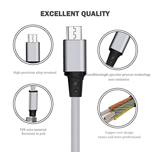 Amuvec 2 Pack 3 in 1 Retractable Charger Cable, 3A Fast Charge Grey Cord 1M — view 4