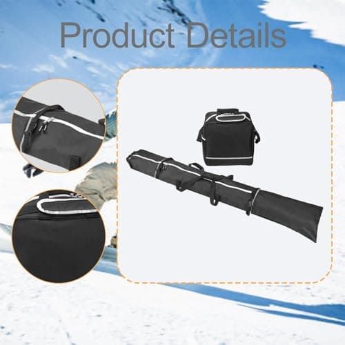 QLoztyse Snowboard And Boot Bag Combo Ski Bag Professional Gear Fit Skis Up to 200cm Polyester Black for Outdoor Hiking Camping Travel — view 2