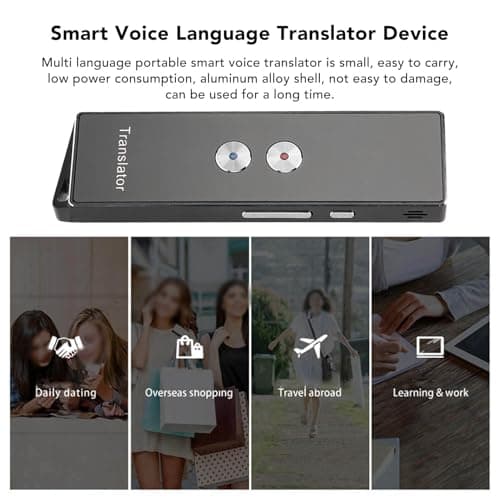 Eminchu Smart Voice Language Translator Device 5.0, Real Time Two Way Translation Device, Aluminum Alloy Portable Translator, Ideal for Travel, Work & Learning New Language (Black) — view 3