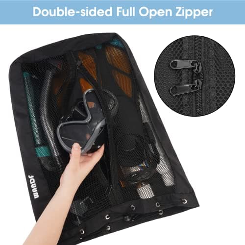 WANDF Swim Bag Mesh Drawstring Backpack Beach Backpack for Swimming, Gym, and Workout Gear(Black) — view 2
